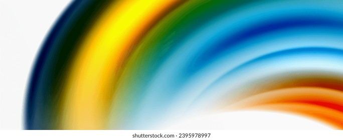 Seda color arcoiris borrosa línea ondulada sobre fondo blanco, lujosamente vibrante visualmente cautivante. Impresionante mezcla de colores que recuerdan al arcoiris, sedoso y elegante patrón ondulado