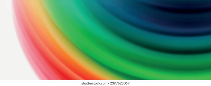 Rainbow color silk blurred wavy line background on white, luxuriously vibrant visually captivating backdrop. Stunning blend of colors reminiscent of rainbow, silky and gracefully blurred wavy pattern