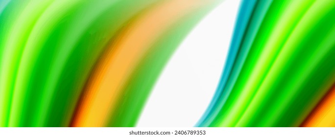 Rainbow color silk blurred wavy line background on white, luxuriously vibrant visually captivating backdrop. Stunning blend of colors reminiscent of rainbow, silky and gracefully blurred wavy pattern