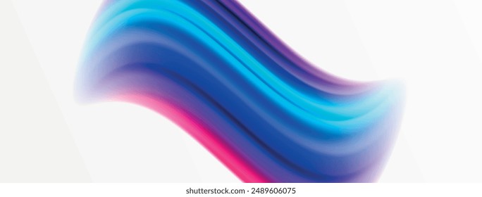 Rainbow color silk blurred wavy line background on white, luxuriously vibrant visually captivating backdrop. Stunning blend of colors reminiscent of rainbow, silky and gracefully blurred wavy pattern