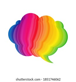 Rainbow color speech bubble. Doodle style colorful thinking balloon isolated on white background