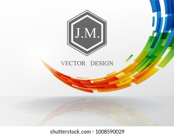 rainbow color square curve vector background