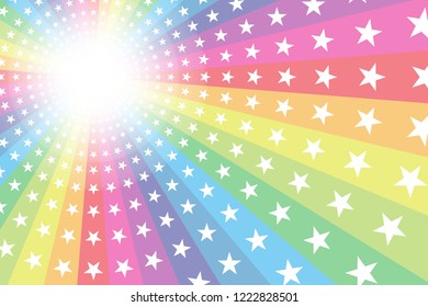 Rainbow color and star radiation, entertainment, happy party