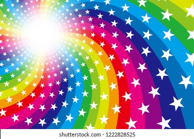 Rainbow color and star radiation, entertainment, happy party