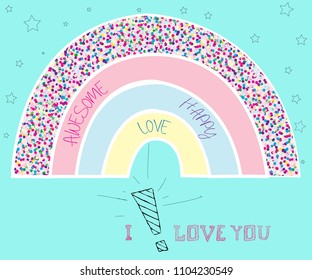 rainbow color summer text art vector 