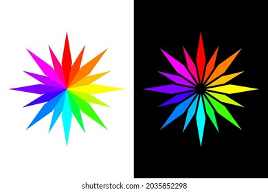 El concepto de sol color arcoiris en fondo blanco y negro. Muy adecuado para varios propósitos aplicaciones, sitios web, símbolo, logotipo, icono y muchos más.