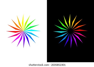 El concepto de sol color arcoiris en fondo blanco y negro. Muy adecuado para varios propósitos aplicaciones, sitios web, símbolo, logotipo, icono y muchos más.