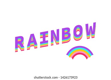 Rainbow Color. Rainbow with text Rainbow isolated on white background