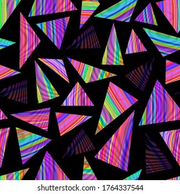 Triángulo de color arcoiris sin fisuras. Banner de mosaico colorido. Fondo retro hipster geométrico con lugar para el texto. Fondo del triángulo retro.