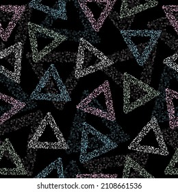 Rainbow color triangle seamless pattern (vector eps 10) Modern grunge background.  Funky colorful abstract in variagated neon.