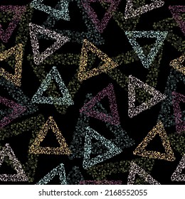 Rainbow color triangle seamless pattern (vector eps 10) Fun bright geo pop art all over print Funky colorful abstract in variagated neon.