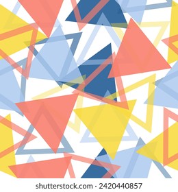 Rainbow color triangle seamless pattern Fashion fabric patchwork design.