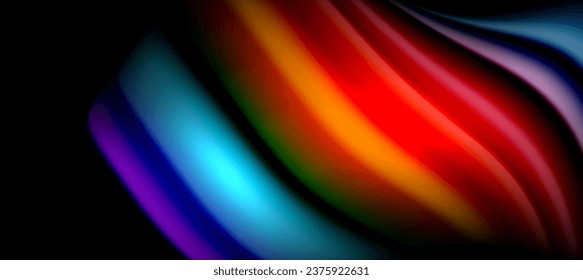 Rainbow color wave lines on black. Techno or business abstract background for posters, covers, banners, brochures, websites