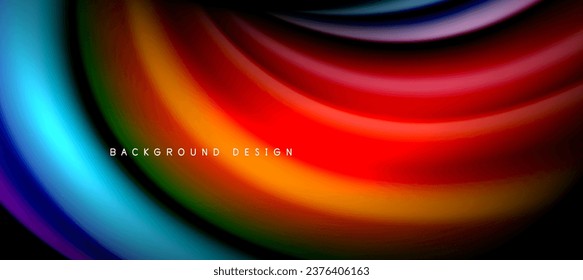Rainbow color wave lines on black. Techno or business abstract background for posters, covers, banners, brochures, websites