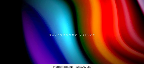 Rainbow color wave lines on black. Techno or business abstract background for posters, covers, banners, brochures, websites