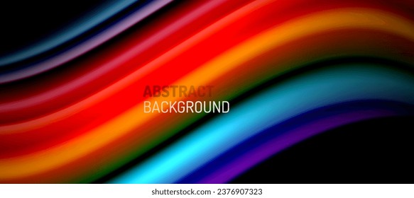 Líneas de onda de color arcoiris sobre negro. Material técnico o comercial abstracto para carteles, portadas, pancartas, folletos, sitios web