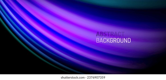 Rainbow color wave lines on black. Techno or business abstract background for posters, covers, banners, brochures, websites