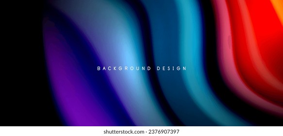 Rainbow color wave lines on black. Techno or business abstract background for posters, covers, banners, brochures, websites