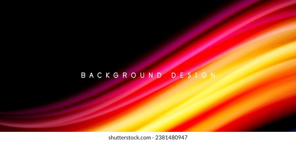 Líneas de onda de color arcoiris sobre negro. Material técnico o comercial abstracto para carteles, portadas, pancartas, folletos, sitios web