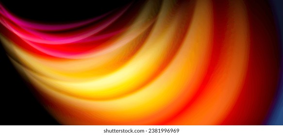 Rainbow color wave lines on black. Techno or business abstract background for posters, covers, banners, brochures, websites
