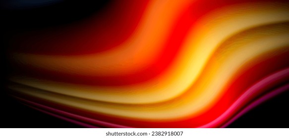 Rainbow color wave lines on black. Techno or business abstract background for posters, covers, banners, brochures, websites