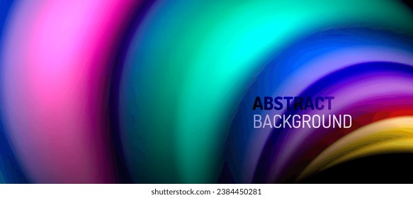 Rainbow color wave lines on black. Techno or business abstract background for posters, covers, banners, brochures, websites