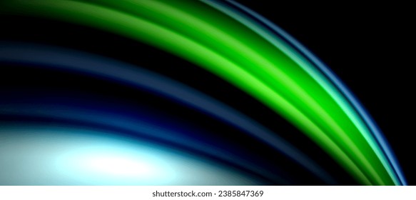 Líneas de onda de color arcoiris sobre negro. Material técnico o comercial abstracto para carteles, portadas, pancartas, folletos, sitios web