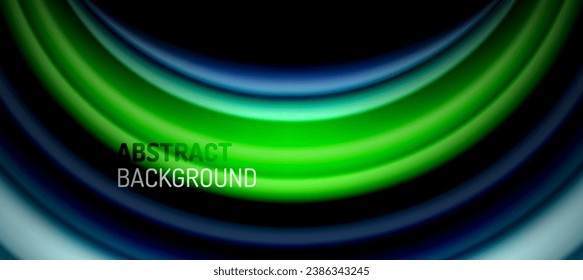 Rainbow color wave lines on black. Techno or business abstract background for posters, covers, banners, brochures, websites
