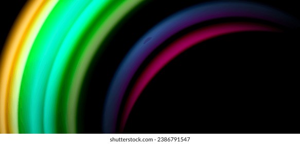 Rainbow color wave lines on black. Techno or business abstract background for posters, covers, banners, brochures, websites