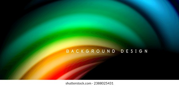 Rainbow color wave lines on black. Techno or business abstract background for posters, covers, banners, brochures, websites