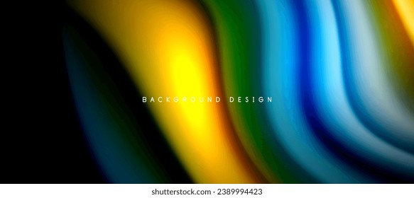 Rainbow Farb-Wellenlinien auf Schwarz. Techno- oder Business-abstrakter Hintergrund für Poster, Cover, Banner, Broschüren, Websites