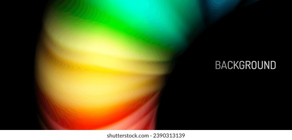 Rainbow color wave lines on black. Techno or business abstract background for posters, covers, banners, brochures, websites