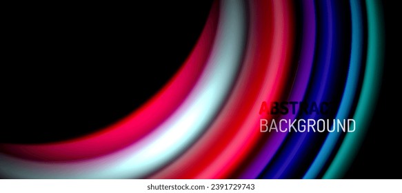 Rainbow color wave lines on black. Techno or business abstract background for posters, covers, banners, brochures, websites