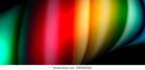 Líneas de onda de color arcoiris sobre negro. Material técnico o comercial abstracto para carteles, portadas, pancartas, folletos, sitios web