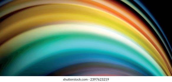 Rainbow color wave lines on black. Techno or business abstract background for posters, covers, banners, brochures, websites