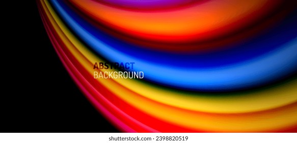 Líneas de onda de color arcoiris sobre negro. Material técnico o comercial abstracto para carteles, portadas, pancartas, folletos, sitios web