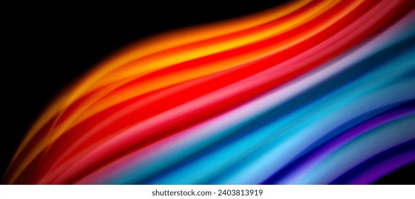 Líneas de onda de color arcoiris sobre negro. Material técnico o comercial abstracto para carteles, portadas, pancartas, folletos, sitios web