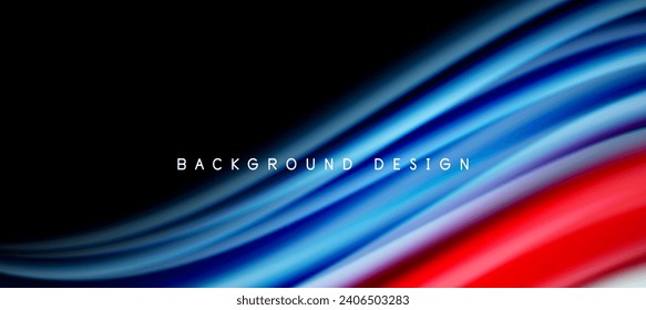 Rainbow color wave lines on black. Techno or business abstract background for posters, covers, banners, brochures, websites