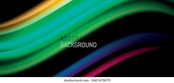Rainbow color wave lines on black. Techno or business abstract background for posters, covers, banners, brochures, websites