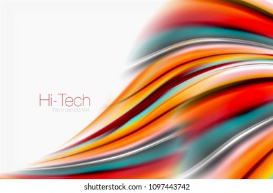Olas de color arcoiris, fondo abstracto vectorial borroso. Ilustración artística vectorial para presentación, fondo de pantalla de aplicación, cartel o afiche