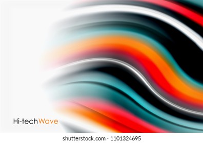 Olas de color arcoiris, fondo abstracto vectorial borroso. Ilustración artística vectorial para presentación, fondo de pantalla de aplicación, cartel o afiche