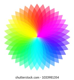 Rainbow color wheel. Colorful illustration guide. Isolated.