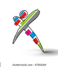  rainbow color x mark icon with best element for your project.