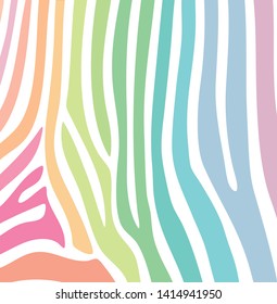 Rainbow Color Zebra Animal Print Pattern Vector