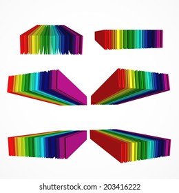 Rainbow colored 3d barcode set.  Vector illustration.