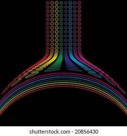 A rainbow colored abstract design template.  This vector is fully customizable.
