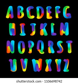 Rainbow Colored Alphabet Font On Black Stock Vector (Royalty Free ...