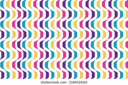 Rainbow colored artistic vertical curvy zig zag pattern. Suitable for wallpaper, fabric, card, and banner.