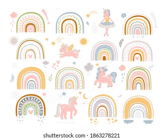 Rainbow colored. Baby illustration. Vector