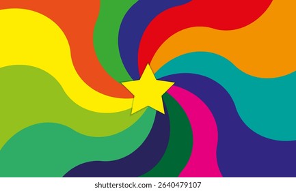 Rainbow colored background, and stars in the middle. Good for kid's theme.